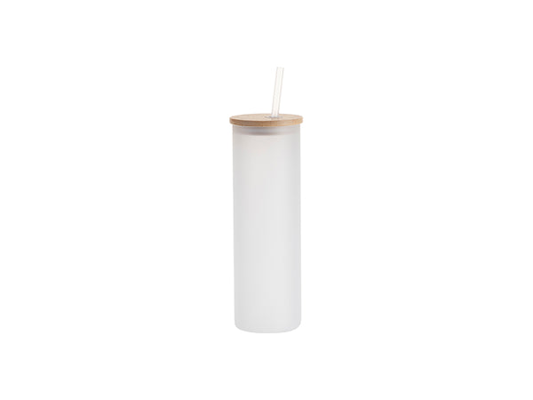 Craft Express 6-Pack 20oz Frosted Glass Skinny Tumbler w/Straw & Bamboo Lid - Craft Express Canada