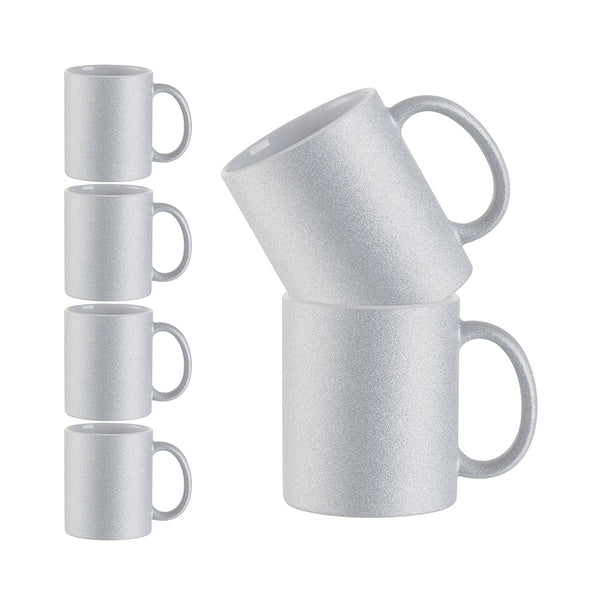 Craft Express 6-Pack 11oz Silver Glitter Sublimation Mugs - Craft Express Canada
