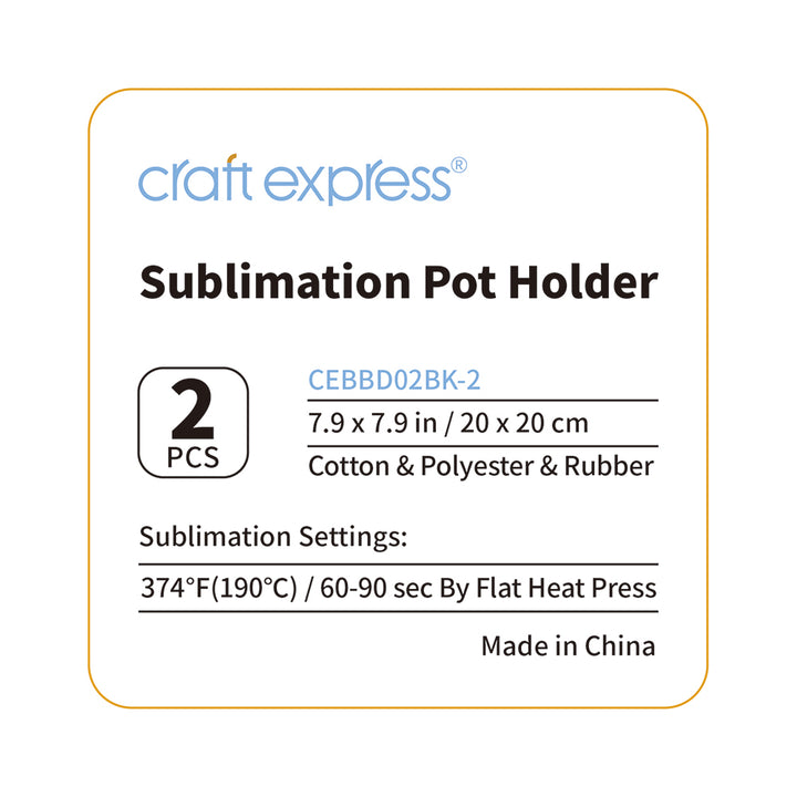 Craft Express 2 Pack Black Sublimation Pot Holder with Pocket - Craft Express Canada