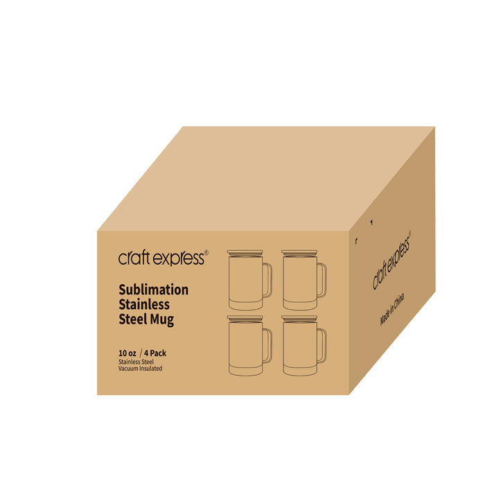 Craft Express 4 Pack 12 oz. Stainless Steel Sublimation Lidded Mugs - Craft Express Canada