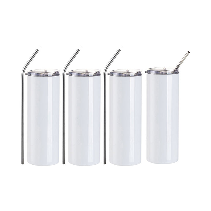 Craft Express 4 Pack 20 oz. Stainless Steel Skinny Sublimation Tumbler with Lid and Straw - Craft Express Canada