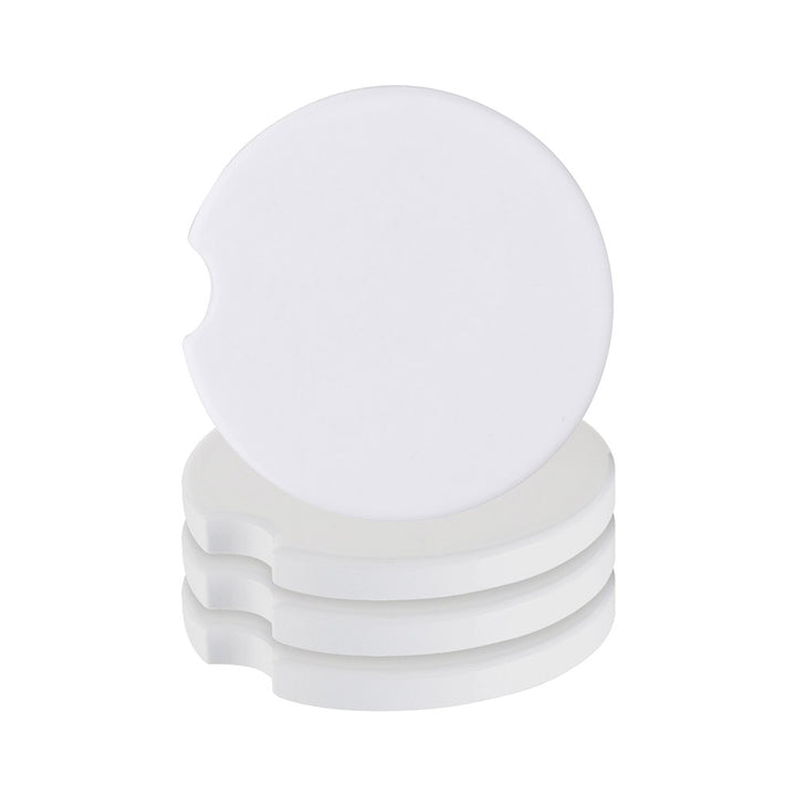 Craft Express 4 Pack of White Ceramic Car Coasters - Craft Express Canada